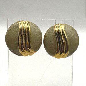 Vintage Gold-Tone Postback Earrings With Marble-Style Accents
